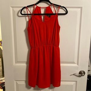 Strappy Banana Republic red dress with pockets